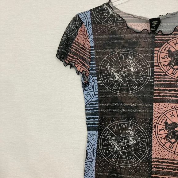 Urban Outfitters Astrology Zodia Boho Print Mesh Crop Top Small - Picture 4 of 11